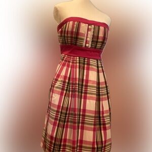 My Michelle Summer Sleeveless Pink Plaid A-line Dress Womens Juniors Size3#retro